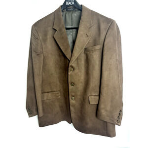 Andrew Fezza Signature Collection Faux Brown Suede Sport Coat Jacket Sz 44R